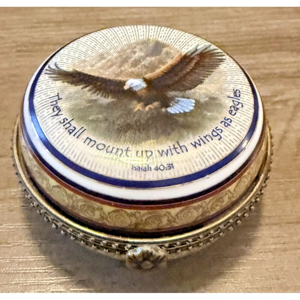 Imperial Porcelain Trinket Box "They Shall Mount Up With Wings As Eagles" 2001
